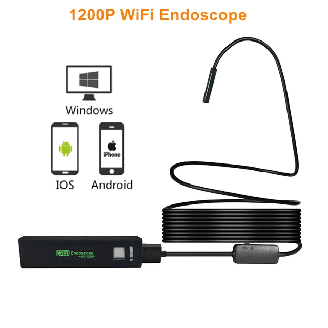 WiFi 8 мм 1200P эндоскоп камера мини Водонепроницаемый инспекционный прицел камера USB эндоскоп бороскоп для IOS Android Iphone