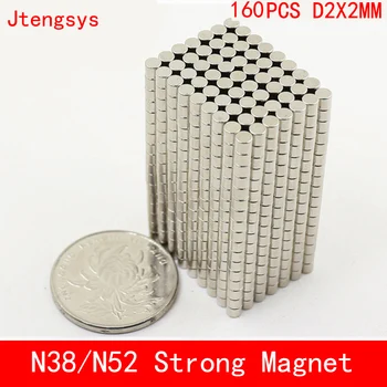 

200pcs/lot Super Strong Rare Earth mini 2mm x 2mm Permanet Magnet Round Neodymium Magnet N52 N38 2*2MM surface plate nickel