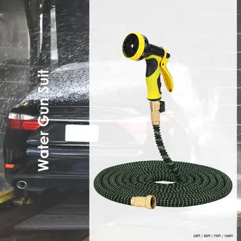 

25FT-100FT Garden Hose Expandable Magic Water Pipe Car Wash Water Gun Set