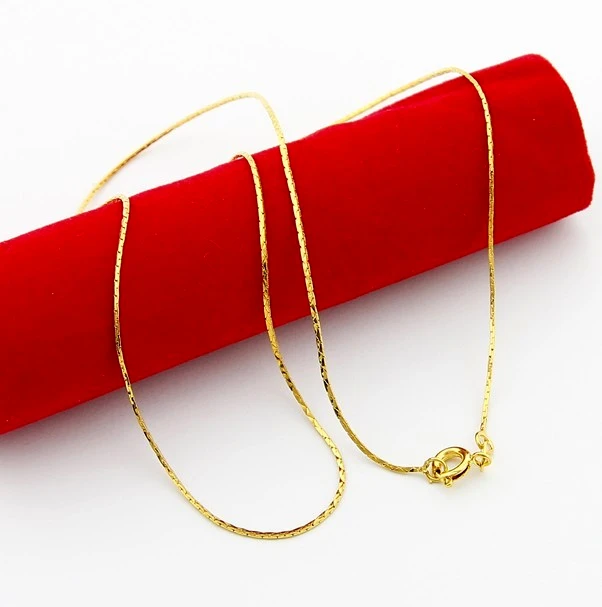 HighQuality05mm45cmElegantLuxury24kPureGoldSnakeChain