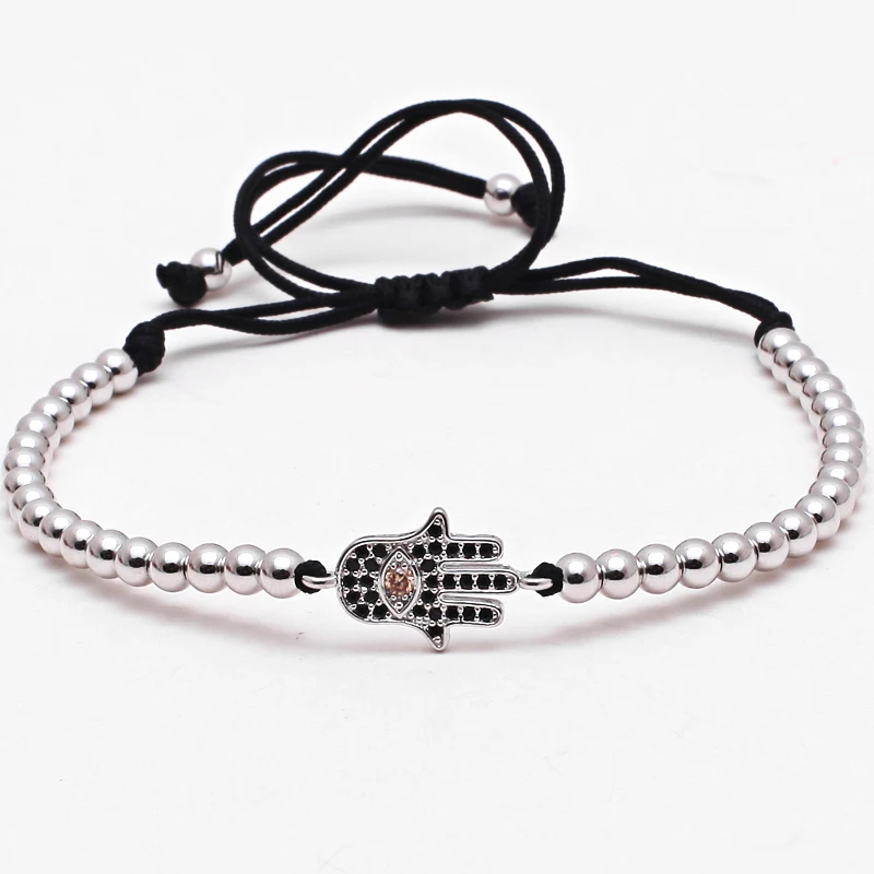 Mcllroy Brand Charm Fatima Hand Hamsa Bracelets For Women Femme Pulseras Pulsera Cuerda Micro inlay zircon eye Femal Male
