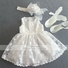 Baby Kleider Mädchen Kleid + Kopfschmuck + Schuhe Anzüge für Blume Mädchen Kleider Weihnachten Geburtstag Party Hochzeit Kleid 80236