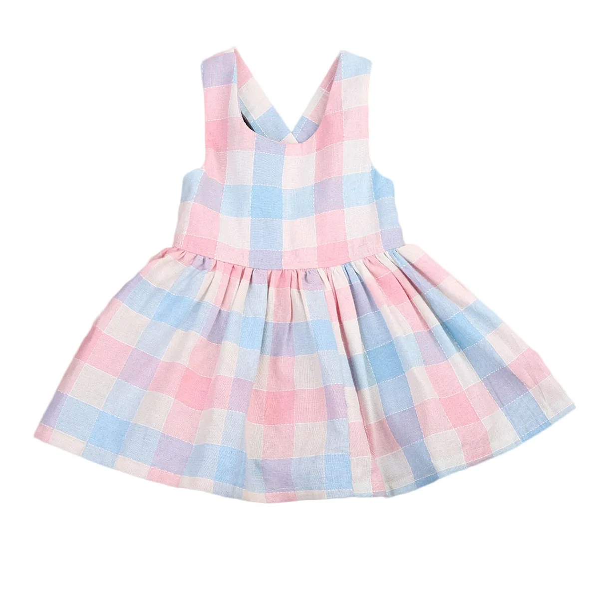 Cute Plaid Dress Toddler Baby Girls Cotton Kids Summer Party Formal