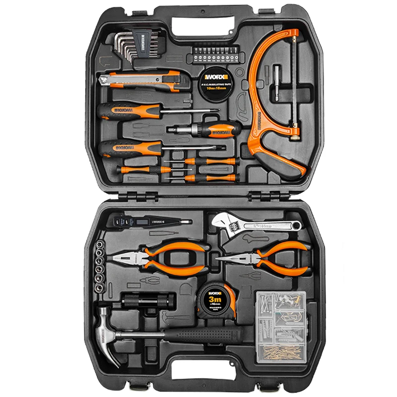 

128 Hand Tool Set General Household Hand Tool Set Assembly Plastic Toolbox Storage Box Socket Wrench Screwdriver