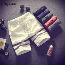 Мужские шорты в повседневном стиле, короткие летние полосатые тонкие дышащие мужские в Корейском стиле, студенческий свободный эластичный пояс, карманы, 6 цветов, Новинка