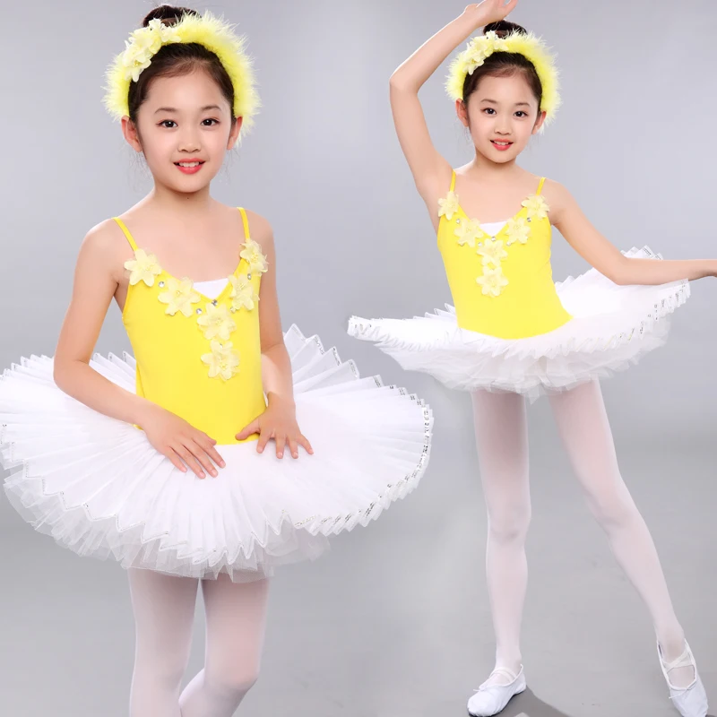 Professional Children Pancake Swan Lake Yellow Ballet Costume Ballerina