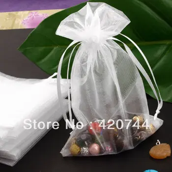 

100Pcs/Lot White Organza Wedding Bag Drawstring Pouch 160x120mm CHIC