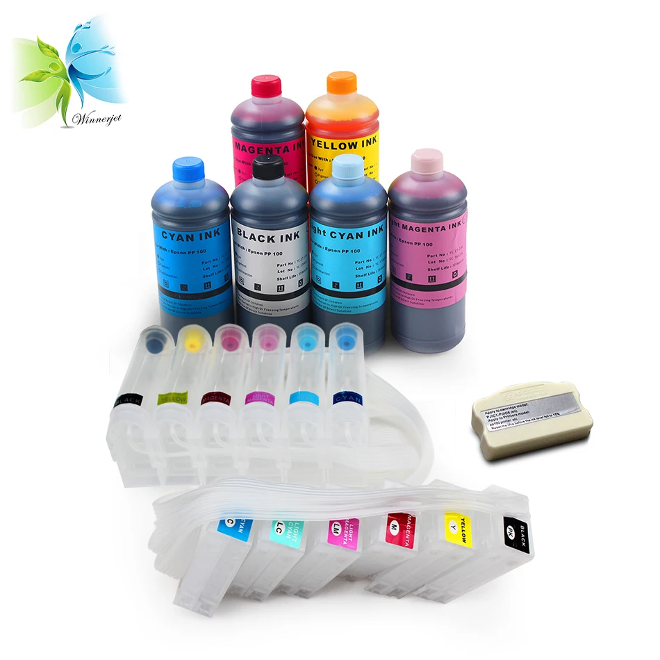 

WINNERJET 1set CISS+1pc Chip Resetter+6 liters Dye Ink For Epson PP100 Printer