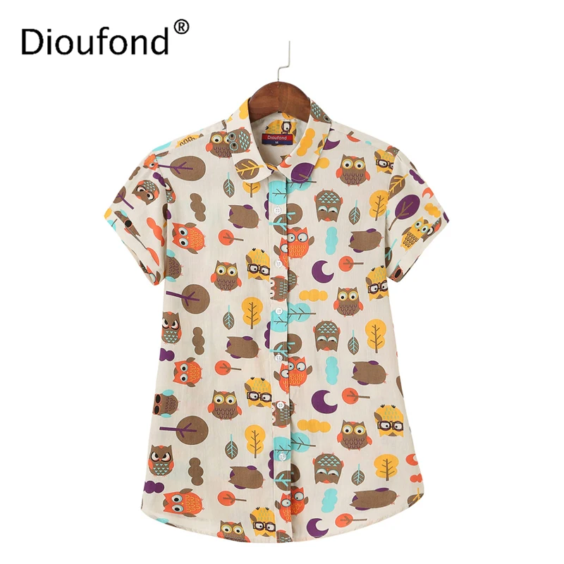 Acheter Dioufond D été À Manches Courtes Lèvres Imprimer Femmes Blouse Chemise Floral Blanc Marine Chemises Top Blusas 2017 Nouveau Plus La Taille S 5XL