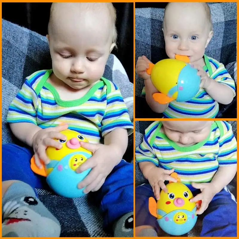 BEI JESS Small chicken Baby Rattle Toys Shaking bell Jingle Nodding Roly-poly Soft Newborn teether Toy Fun for Babys Gift