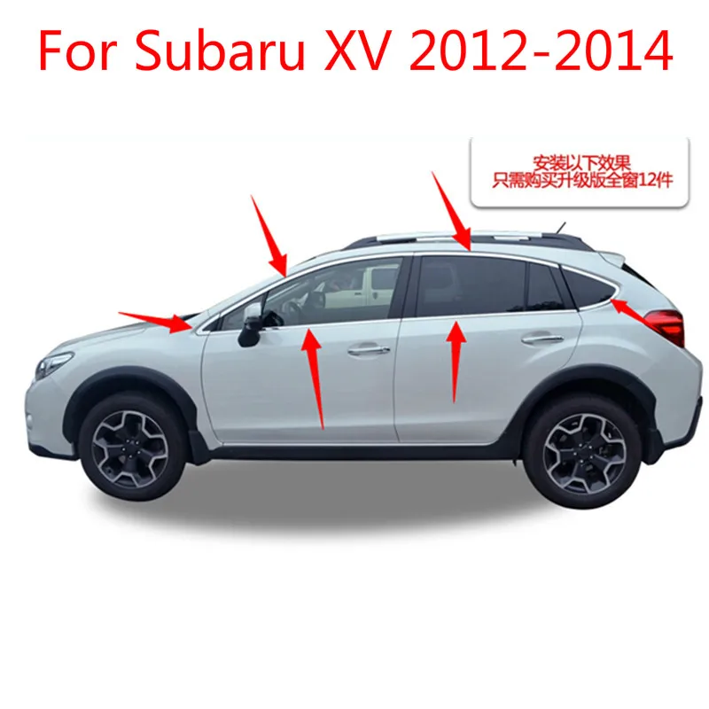 

High-quality stainless steel Strips Car Window Trim Decoration Accessories Car styling 12pcs For Subaru XV 2012 2013 2014
