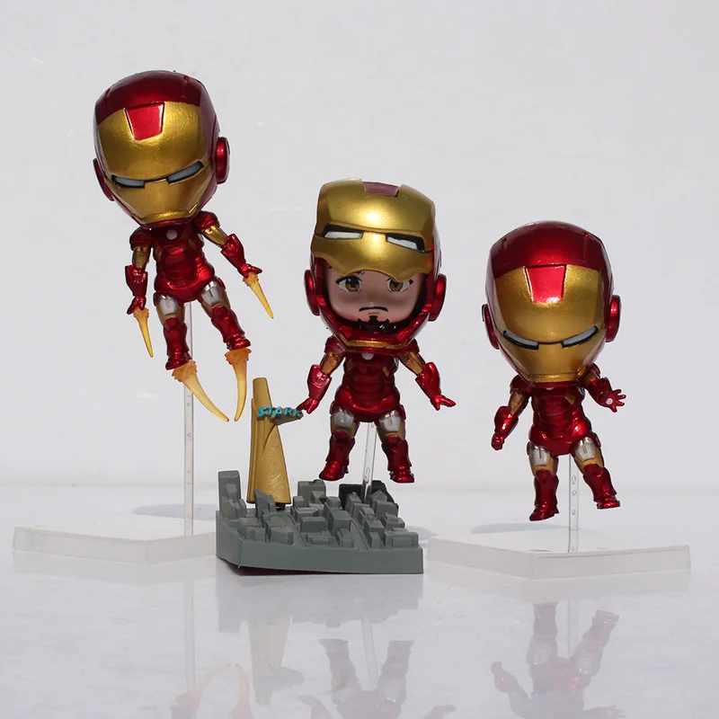 3pcs/lot Super Hero Iron Man Q version Nendoroid Tony Stark Got7 Mark Hight Quality Action Toy Figures 10cm