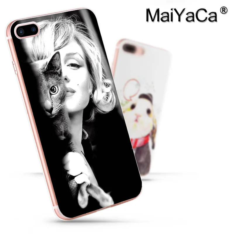MaiYaCa Мэрилин Монро с кошкой Новинка чехол для телефона iphone SE 2020 11 pro 8 7 66S Plus X 10 5S XS XR