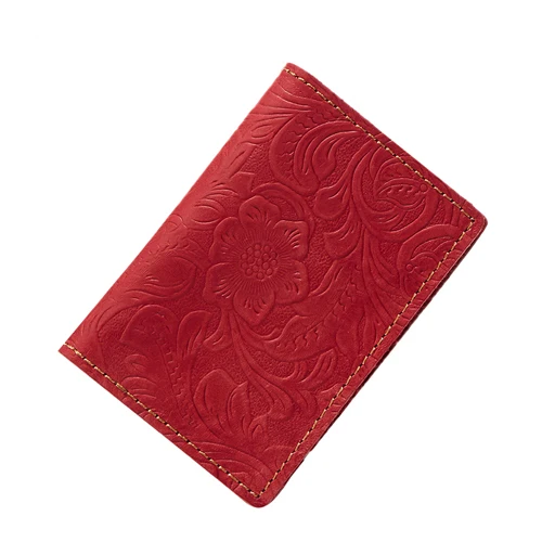 COMFORSKIN гарантия, первый слой из коровьей кожи, винтажный Чехол для ID карты, брендовый кошелек с тиснением, кредитницы для женщин - Цвет: Red