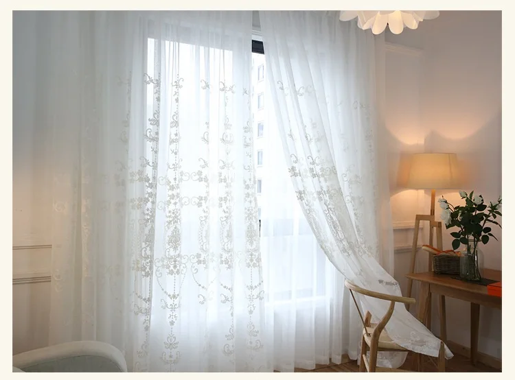 Высококачественная Белая вышитая Цветочная ширма, европейский стиль, вуаль, тюль, отвесная для спальни, гостиной, окна, занавески, занавески s