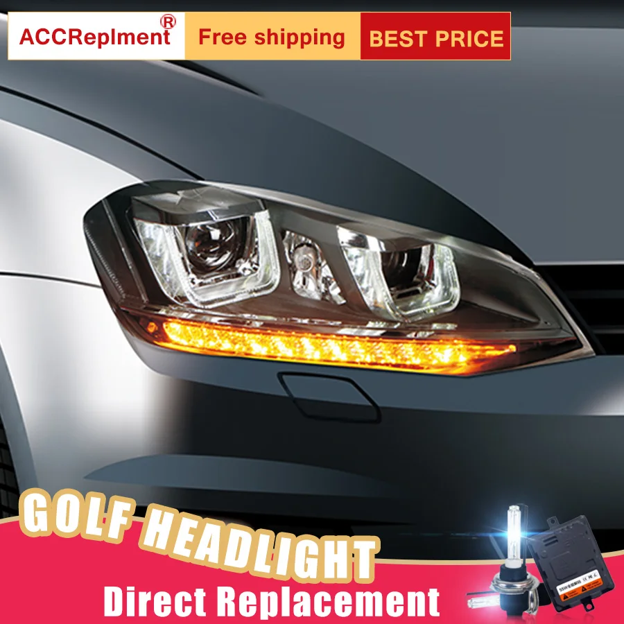 Светодиодный комплект фар для VW Golf 7 2013-2015 2 шт. фары автомобиля ангельские глазки