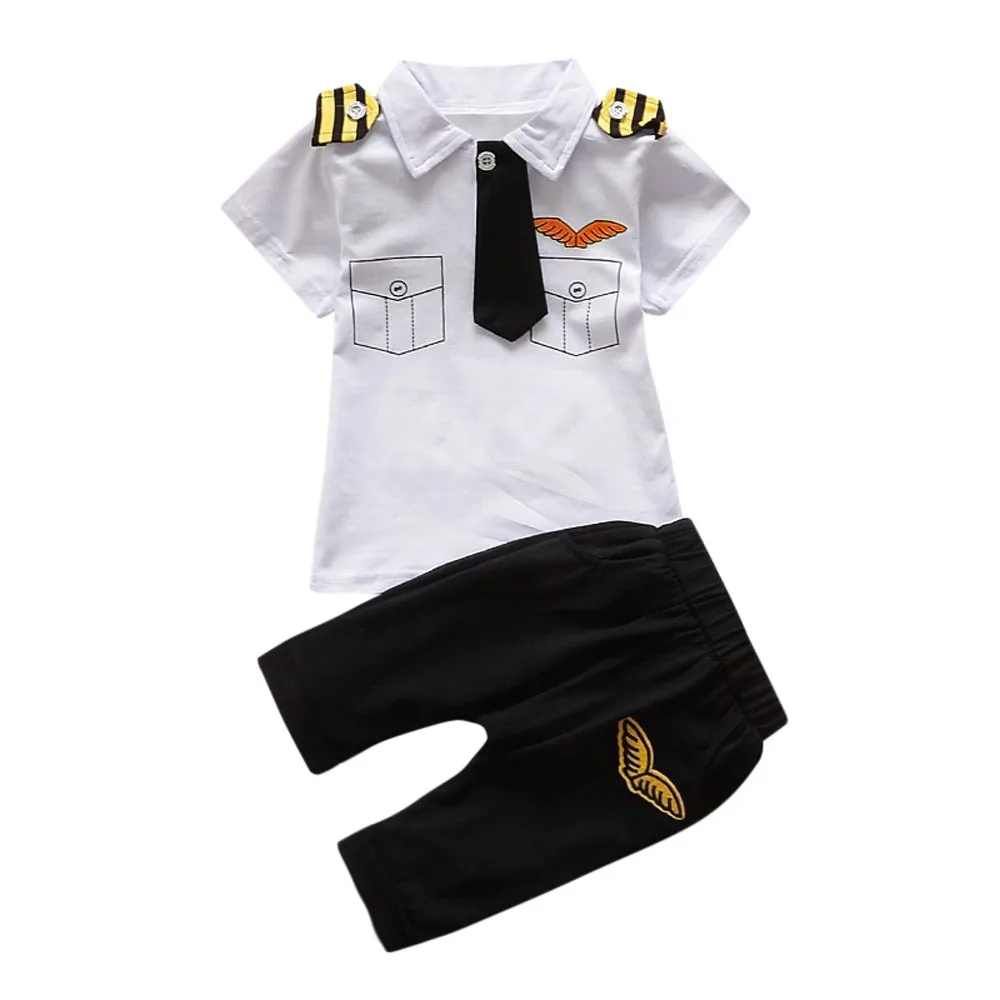 Одежда для новорожденных мальчиков и девочек топы с галстуком для маленьких джентльменов, рубашка и штаны комплекты из 2 предметов Детская летняя одежда для маленьких мальчиков bebek giyim - Цвет: WH