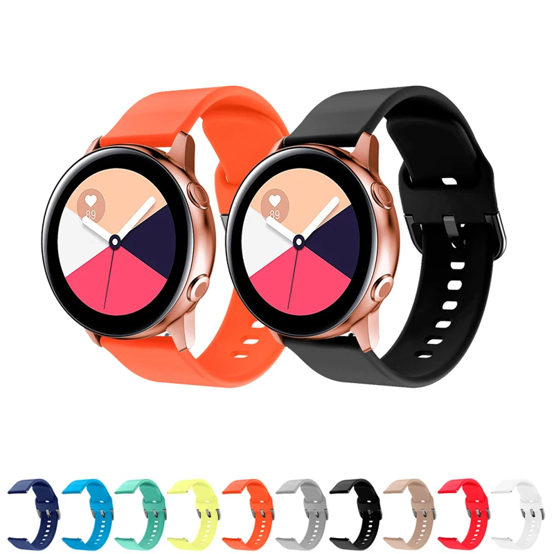 Ремешок 20 мм для Samsung Galaxy Active 2 40 44 S2 classic 42 amazfit bip силиконовый браслет GTR мм|Ремешки