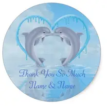 1.5inch Dolphin Thank You Wedding Favor Stickers