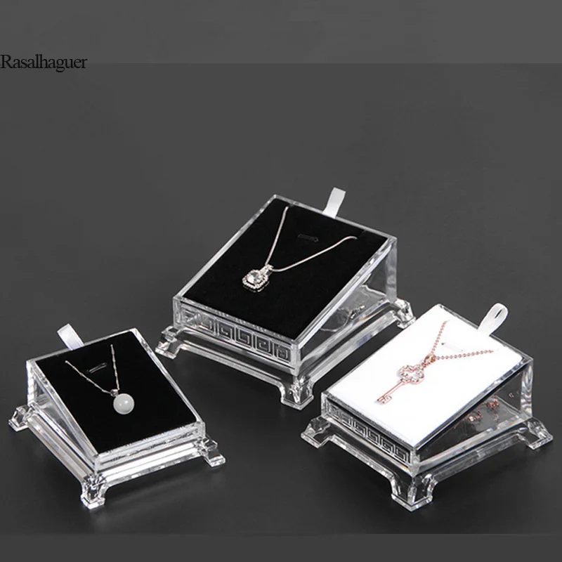 Hot Selling Acrylic transparent pendant box Necklaces jewelry display props rings display plexiglass jade tray wholesale best selling small jewelry necklace tray jewelry organizer earrings rings bracelets flat empty plate jewelry display stand