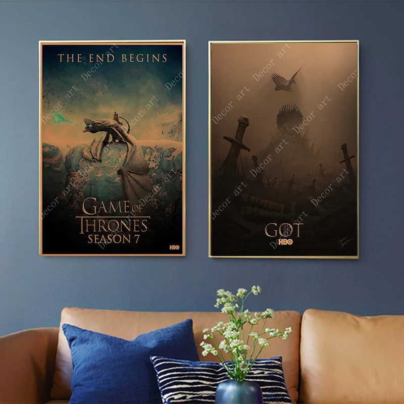 

Retro Game of Thrones Season 8 Canvas Painting Vintage Wall Kraft Posters Coated Wall Stickers Home Decor Pictures Gift
