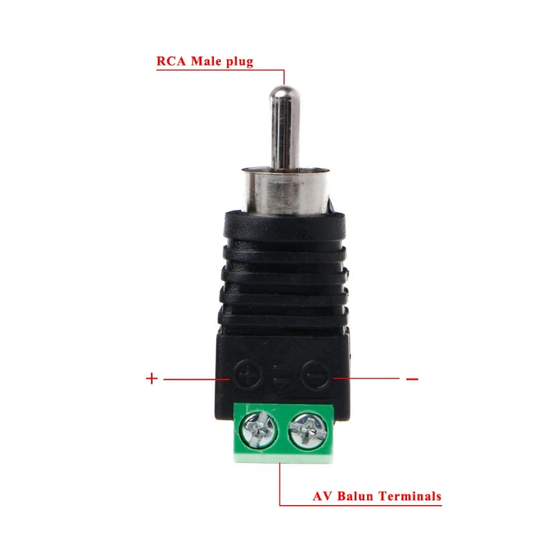 

3 Pcs RCA Male Plug to AV Terminal Connector Video AV Balun 2 Screw
