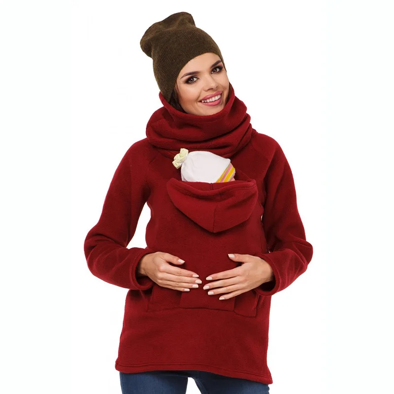 LXXU мумия одежда С Карманами Кенгуру осень-зима сохраняет тепло близко модные Мультифункциональные дизайн прогулки путешествия Мумия пальто - Цвет: Red