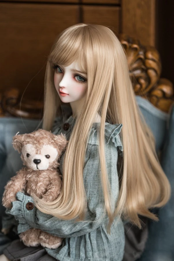 BJD кукла парики из натуральных волос для 1/3 1/4 1/6 BJD DD SD MSD YOSD кукла высокотемпературный провод рукавами Vestido De Renda молоко Золотой парики из натуральных волос