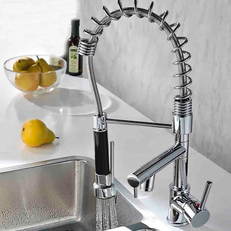European Style Double Water Spout Kitchen Sink Faucet Single Handle Hot