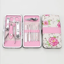 12 шт. маникюрный набор для педикюра ножниц+ кутикулы Ножи+ ушки Палочки+ Nail Clipper комплект Нержавеющая сталь средство по уходу за ногтями комплекты