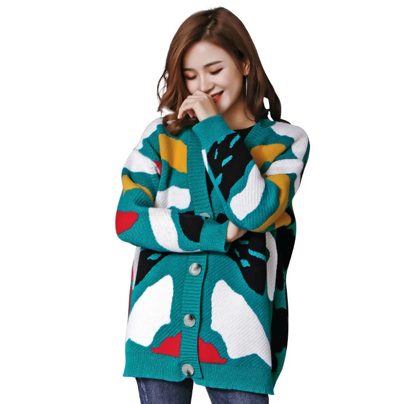 Best Price Woman Sweater Cardigan Contrast Color Knitted Coat Long Sleeve V-neck slimming thicken Jacket Korean Causal Plus Size Cardigans Best Price Woman Sweater Cardigan Contrast Color Knitted Coat Long Sleeve V-neck slimming thicken Jacket Korean Causal Plus Size Cardigans