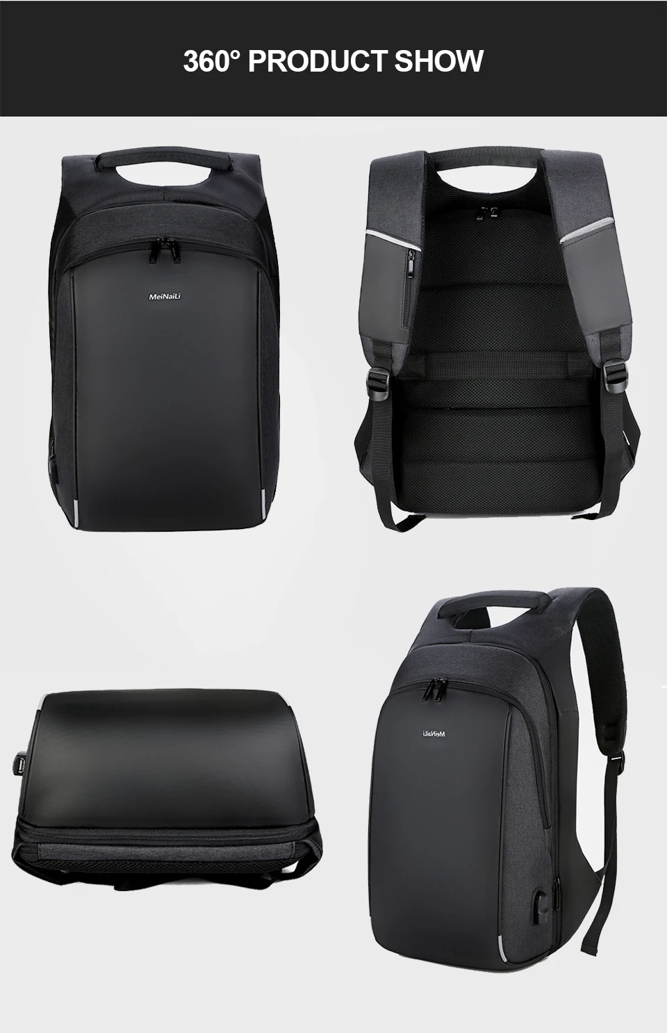 17 inch Laptop 15.6 Men Backpack Male Business Backpacks Anti Theft Student Mochila Bags Waterproof Travel USB Charging Bagpack (8)