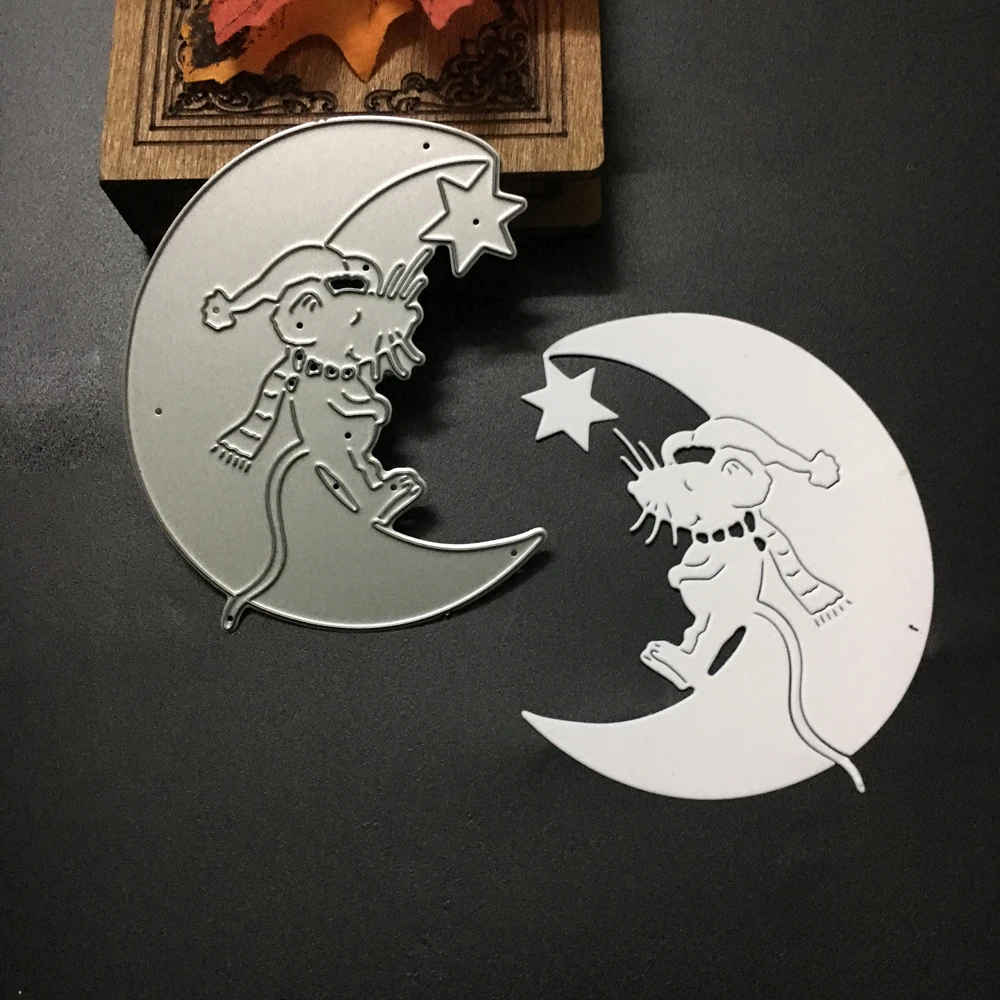 

Cute Metal DIY moon mouse knife mold Cutting Dies Stencil Scrapbook Album Paper Embossing Crafts