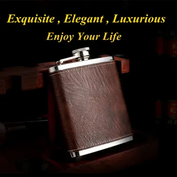 

Alalinong P07 Genuine Leather&Food Grade Stainless Steel Hip Flask Portable Whiskey Alcohol Liquor Flask Set Gift For Men