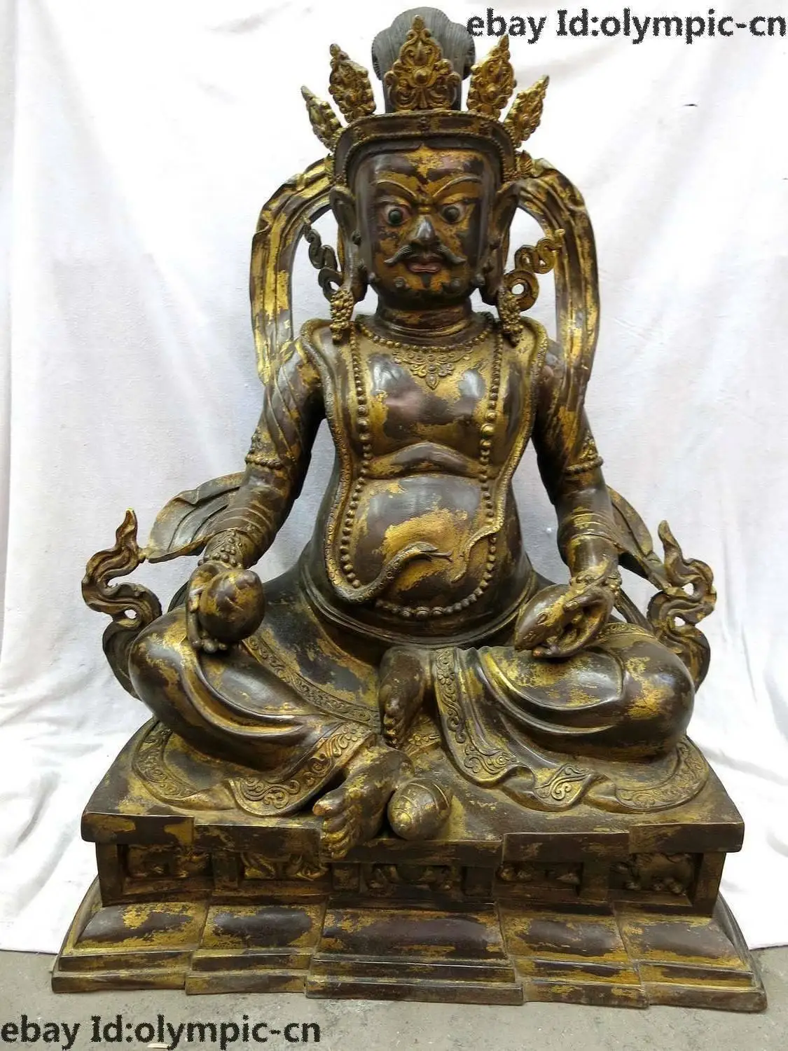 

26" China Tibet old bronze gild buddhism Buddha Vaishravana sculpture Statue