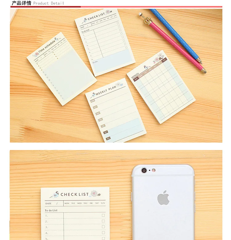 1 шт./лот Цветок Птица недельный план графиком Проверьте список Блокнот N раз заметки сообщению этикетка BLT14