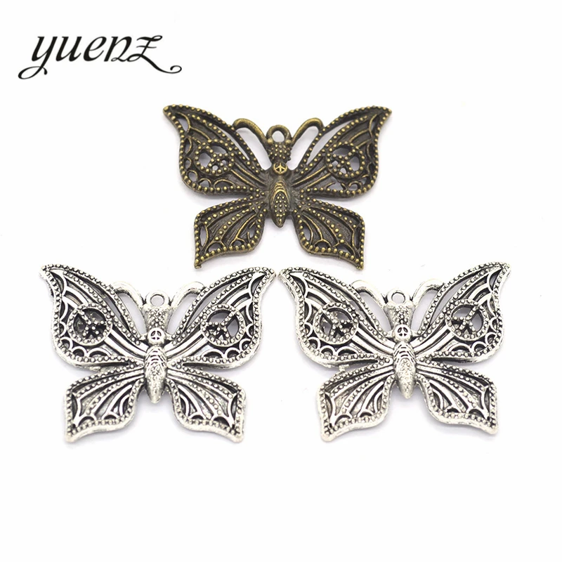 YuenZ 4 шт. амулеты полые бабочки античный серебряный цвет металлический кулон для