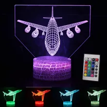 Пульт дистанционного управления Boeing Air Plane 3D Nightlignt светодиодный светильник Оптическая иллюзия свет 7 цветов атмосфера спальня лампа для подарков