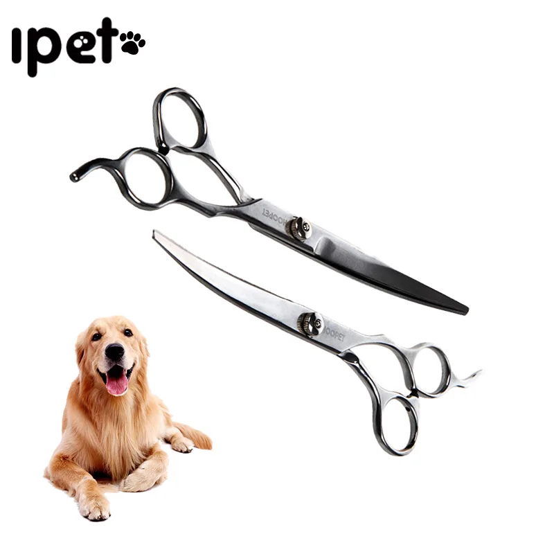 HOOPET Pet Scissors Gromming Curved Blade Scissors Dog Cat Cutting Hair