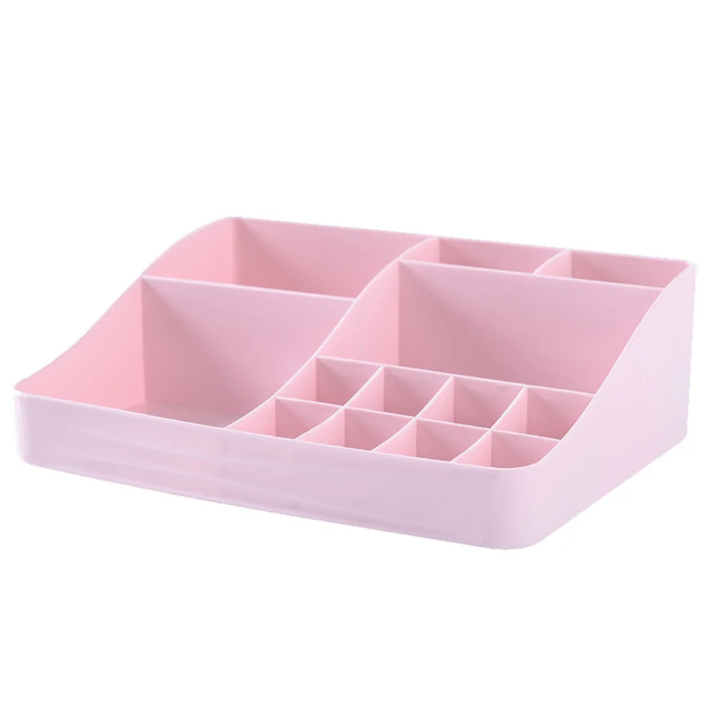 Настольный ящик для хранения мелочей, органайзер для косметики, чехол для хранения кистей, для домашнего офиса, ящик для хранения для ванной комнаты, сетки - Цвет: Розовый