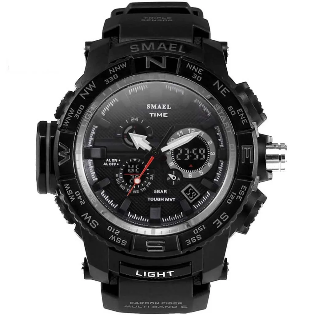 

Watch Men 2019 Fashion Luxury Brand Date Outdoor Sports Guide Scale Double Display Dial Multi-Function Relogio Masculino