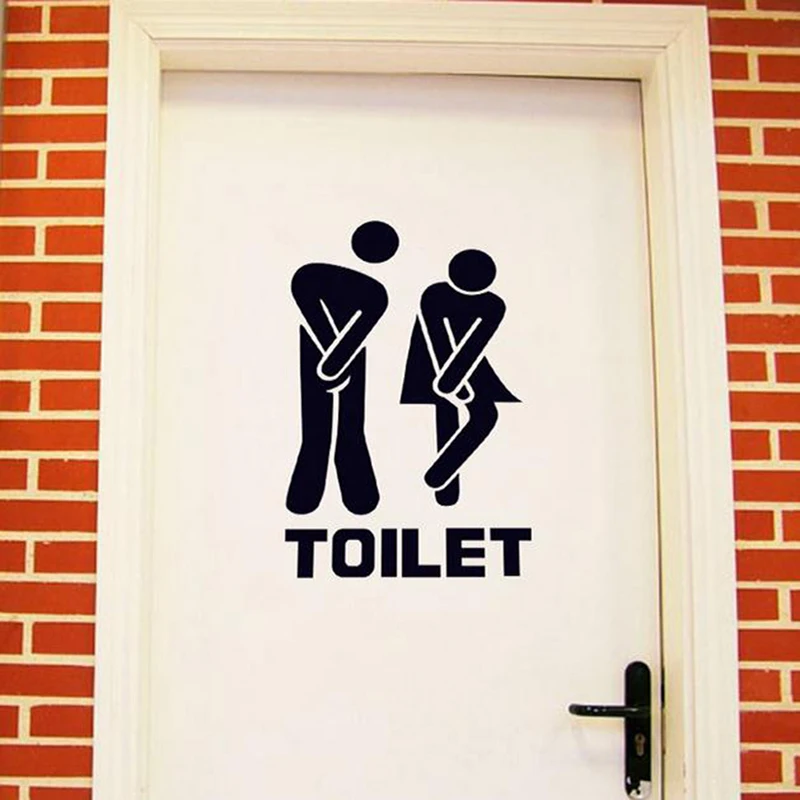Wall Sticker Creative Toilets Logo Bathroom Decor Toilet Door Men and