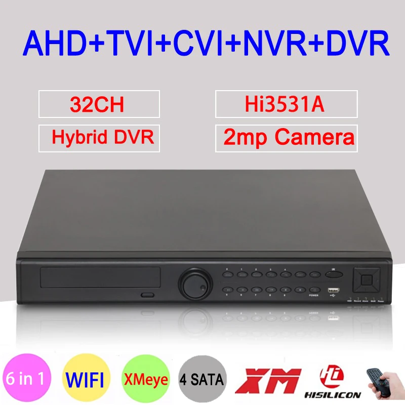 1080 P CCTV Камера hi3531a 32CH 32 канала 4 SATA 6 в 1 1080n Гибридный коаксиальный Wi-Fi Onvif IP XVI NVR TVI CVI AHD DVR Бесплатная доставка видеорегистратор системы