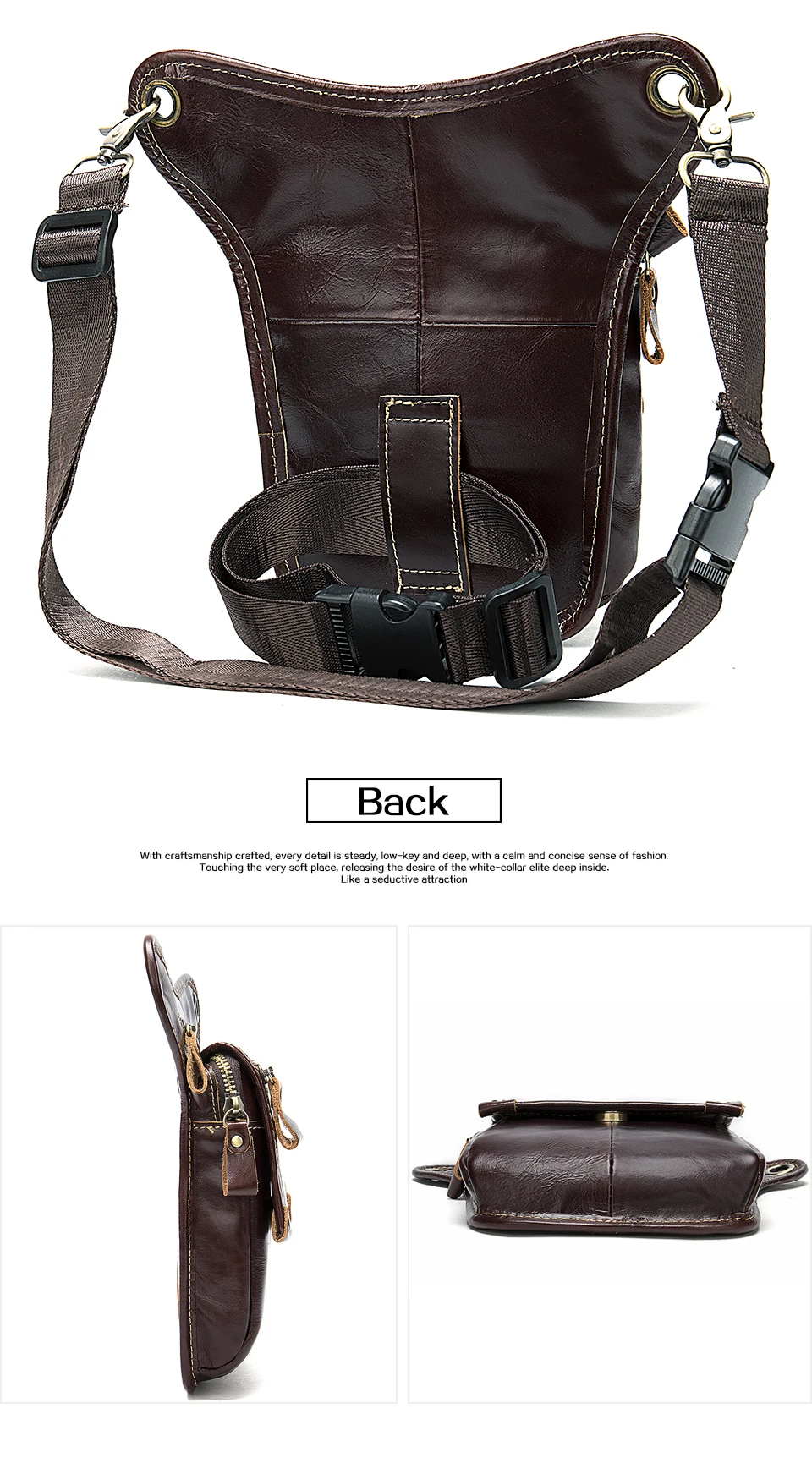 13 Fanny Pack Men's Leg Bag Genuine Leather Belt Bag Men Leg Drop Bag for Men Leather Money  Phone Legs Male Pouch Bags 3237