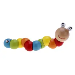Игрушки для малышей Красочные деревянные гусеницы деревянные бусины шарнир животных игрушечные червяки для детей