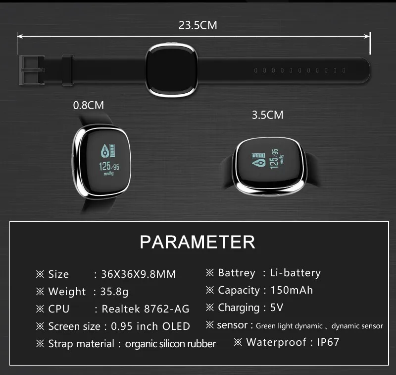Heart Rate Monitor Smart Watches Android IP67 Waterproof Blood Pressure Tracker Wearable Devices Calories Fitness Tracker Watch  (22)