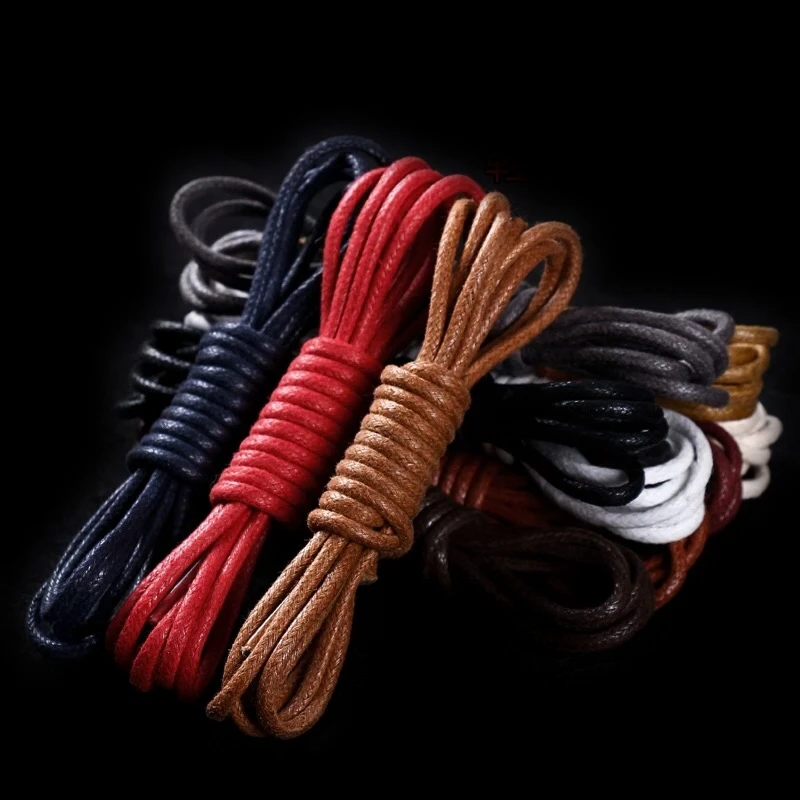 1 Pair Round Shoelaces Classic High Quality Waxed Cotton Waterproof Shoe Laces Outdoor Leisure Leather Shoelace