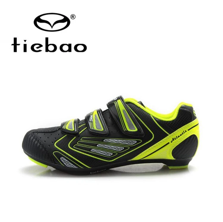 Tiebao профессиональная обувь для велоспорта для мужчин дорожный велосипед самоблокирующаяся обувь дышащая Спортивная обувь Zapatillas Zapato Ciclismo - Цвет: Зеленый