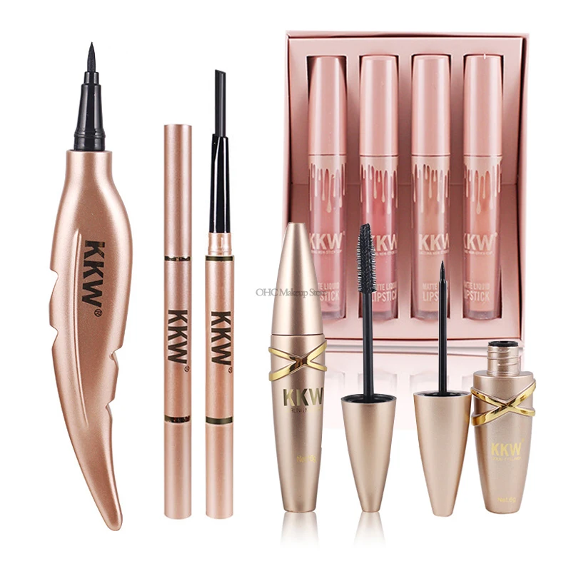 

5 Pcs/Set Make Up Set Professional Gif For Women Sets Mackup Kit Eyebrow Eyeliner Mascara Long Lasting Lip Color Lip Gloss