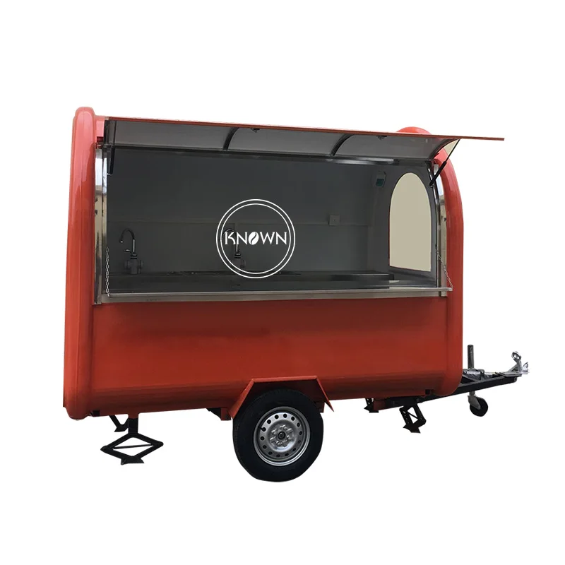 Buy 2.5m long mobile small food cart trailer with tow bar and supporting